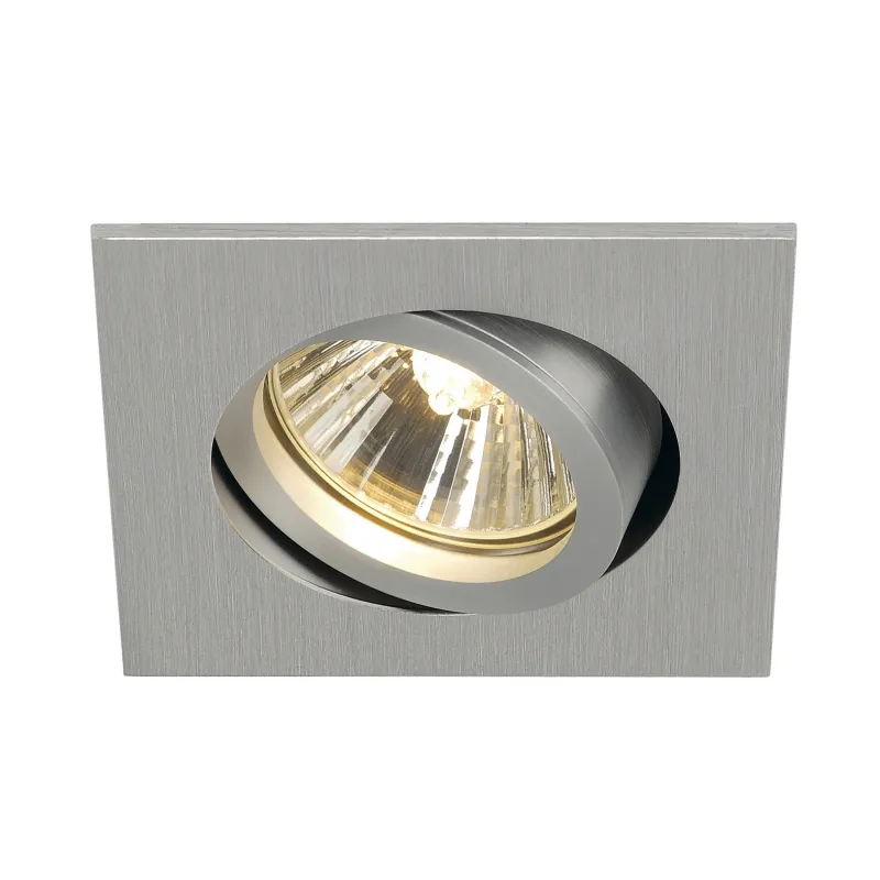 NEW TRIA 68, encastré de plafond intérieur, simple, carré, alu brossé, GU10/QPAR51, 50W max, clips/lames ressorts