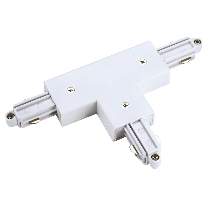 Connecteur en T, terre droite, intérieur, pour rail 1 allumage en saillie, blanc, avec possibilité d'alimentation