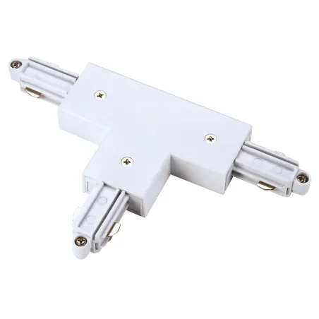 Connecteur en T, terre gauche, intérieur, pour rail 1 allumage en saillie, blanc, avec possibilité d'alimentation