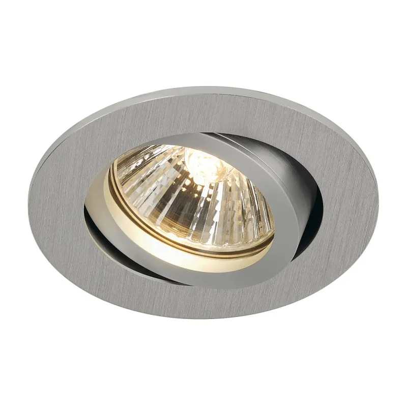 NEW TRIA 68, encastré de plafond intérieur, simple, rond, alu brossé, GU10/QPAR51, 50W max, clips/lames ressorts