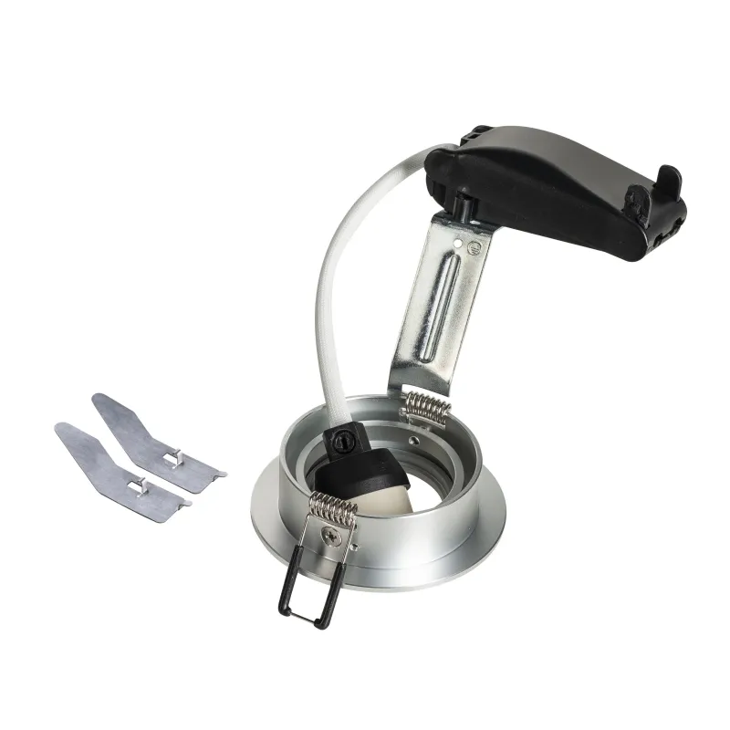 NEW TRIA 68, encastré de plafond intérieur, simple, rond, alu brossé, GU10/QPAR51, 50W max, clips/lames ressorts