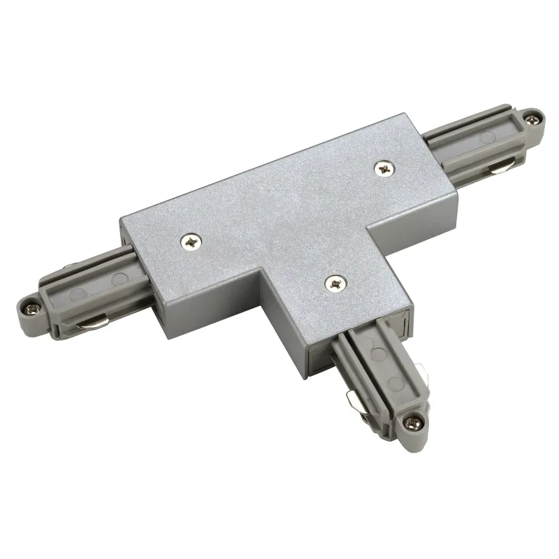 Connecteur en T, terre droite, intérieur, pour rail 1 allumage en saillie, gris, avec possibilité d'alimentation