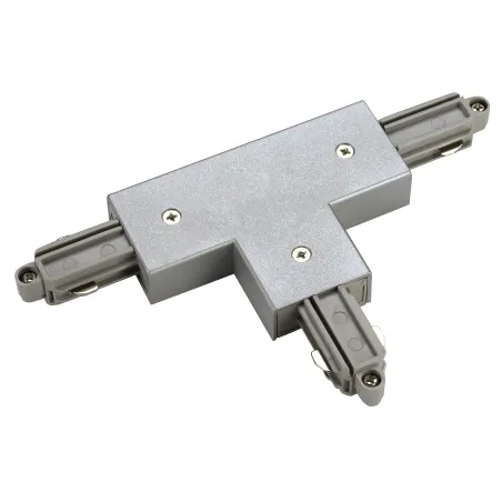 Connecteur en T, terre droite, intérieur, pour rail 1 allumage en saillie, gris, avec possibilité d'alimentation