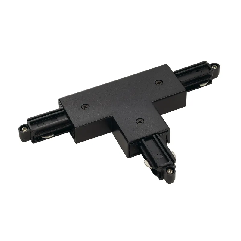 Connecteur en T, terre droite, intérieur, pour rail 1 allumage en saillie, noir, avec possibilité d'alimentation