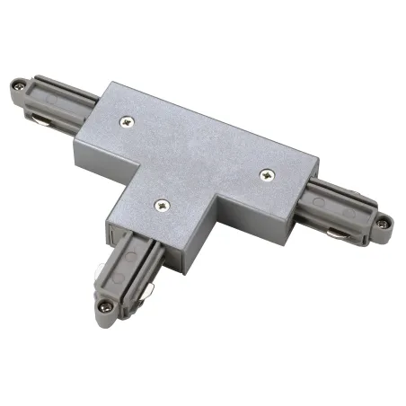 Connecteur en T, terre gauche, intérieur, pour rail 1 allumage en saillie, gris, avec possibilité d'alimentation