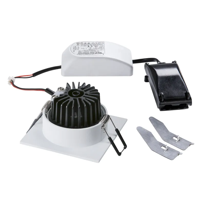 NEW TRIA 68, encastré de plafond intérieur, simple, carré, blanc mat, LED, 11W, 2700K, clips ressorts, variable