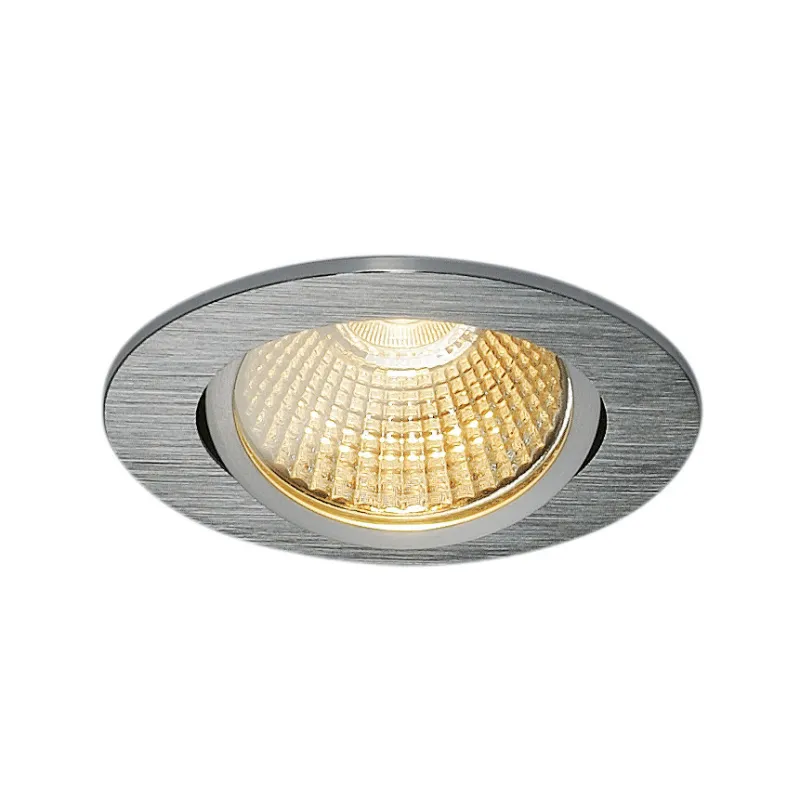 NEW TRIA 68, encastré de plafond intérieur, simple, rond, alu brossé, LED, 11W, 2700K, clips ressorts, variable
