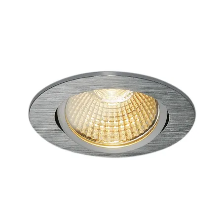NEW TRIA 68, encastré de plafond intérieur, simple, rond, alu brossé, LED, 11W, 2700K, clips ressorts, variable
