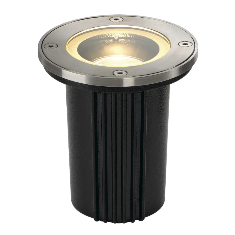 DASAR® EXACT 116, encastré de sol extérieur, rond, inox brossé, GU10/QPAR51, 35W max, IP67, collerette inox 316