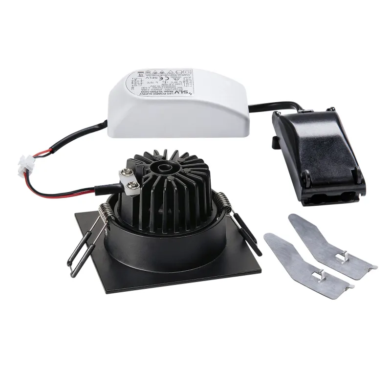 NEW TRIA 68, encastré de plafond intérieur, simple, carré, noir mat, LED, 11W, 2700K, clips ressorts, variable