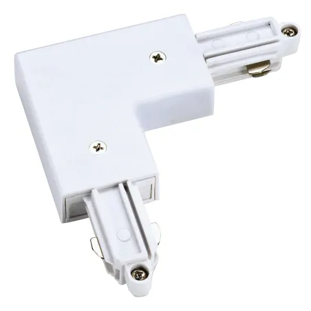 Connecteur d'angle, terre intérieure, pour rail 1 allumage en saillie, blanc, avec possibilité d'alimentation