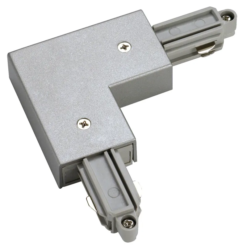 Connecteur d'angle, terre intérieure, pour rail 1 allumage en saillie, gris, avec possibilité d'alimentation