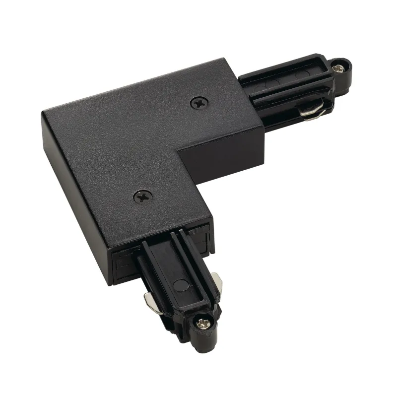 Connecteur d'angle, terre intérieure, pour rail 1 allumage en saillie, noir, avec possibilité d'alimentation