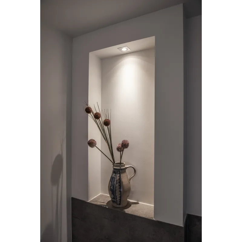 NEW TRIA 78, encastré de plafond intérieur, simple, carré, alu brossé, GU10/QPAR51, 50W max, lames ressorts