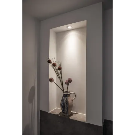 NEW TRIA 78, encastré de plafond intérieur, simple, carré, alu brossé, GU10/QPAR51, 50W max, lames ressorts