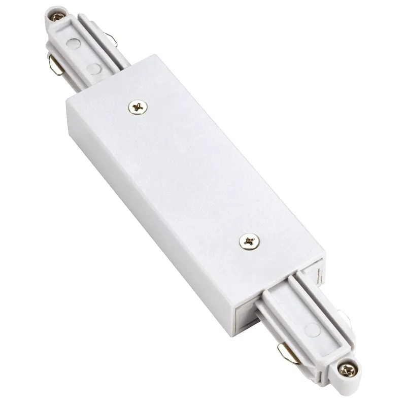 Connecteur longitudinal, pour rail 1 allumage en saillie, intérieur, blanc, avec possibilité d'alimentation