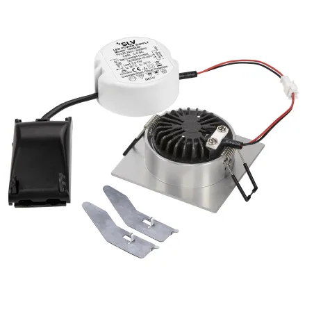 NEW TRIA 68, encastré de plafond, carré, alu brossé, LED, 7,2W, 1800-3000K, clips/lames ressorts, variable