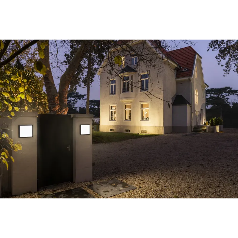 AINOS, applique et plafonnier extérieur, carré, blanc, LED, 18W, 3000K/4000K, IP65, détecteur de mouvement