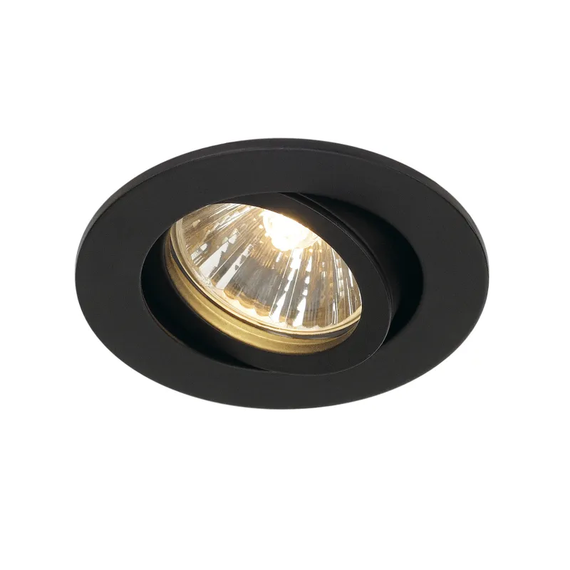 NEW TRIA 68, encastré de plafond intérieur, simple, rond, noir, GU10/QPAR51, 50W max, clips/lames ressorts