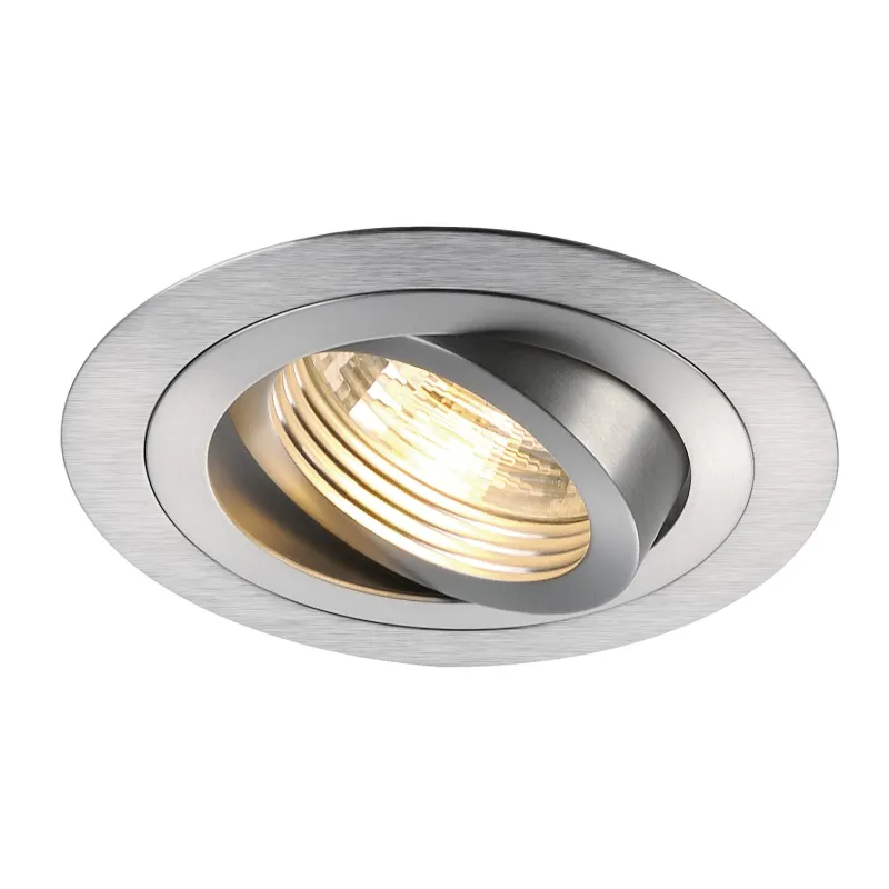 NEW TRIA 78, encastré de plafond intérieur, simple, rond, alu brossé, GU10/QPAR51, 50W max, lames ressorts