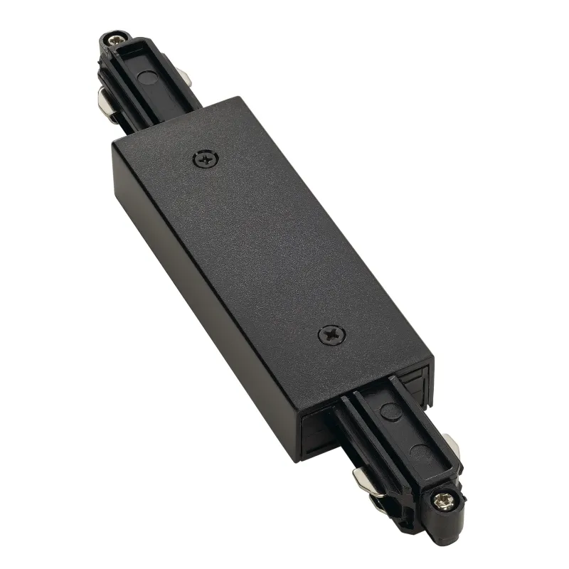Connecteur longitudinal, pour rail 1 allumage en saillie, intérieur, noir, avec possibilité d'alimentation