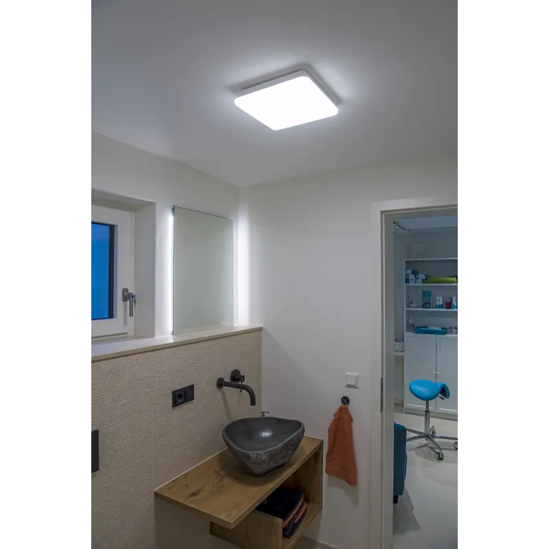 SIMA, applique et plafonnier intérieur, carré, blanc, LED, 24W, 3000K, IP44, plastique recyclé, variable