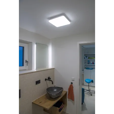 SIMA, applique et plafonnier intérieur, carré, blanc, LED, 24W, 3000K, IP44, plastique recyclé, variable