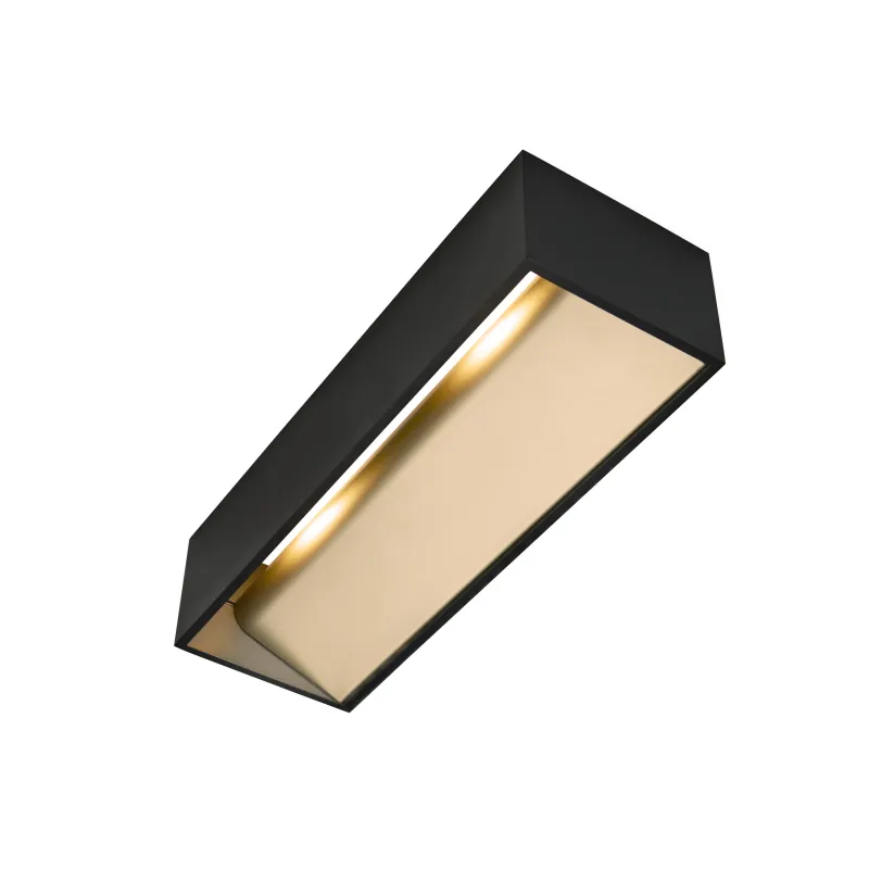 LOGS IN L, applique intérieure, rectangulaire, noir/laiton, LED, 19W, 2000-3000K, variable, Dim to warm