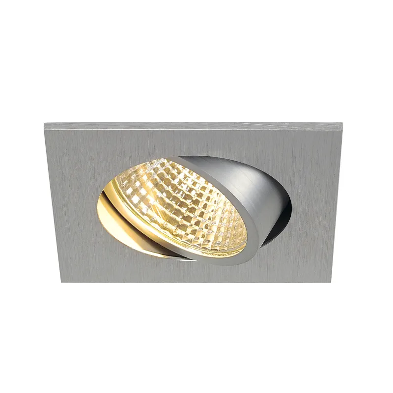 NEW TRIA 68, encastré de plafond intérieur, simple, carré, alu brossé, LED, 5,3W, 2700K, clips ressorts