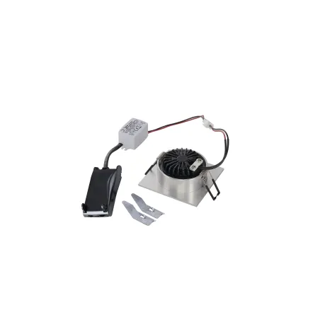 NEW TRIA 68, encastré de plafond intérieur, simple, carré, alu brossé, LED, 5,3W, 2700K, clips ressorts
