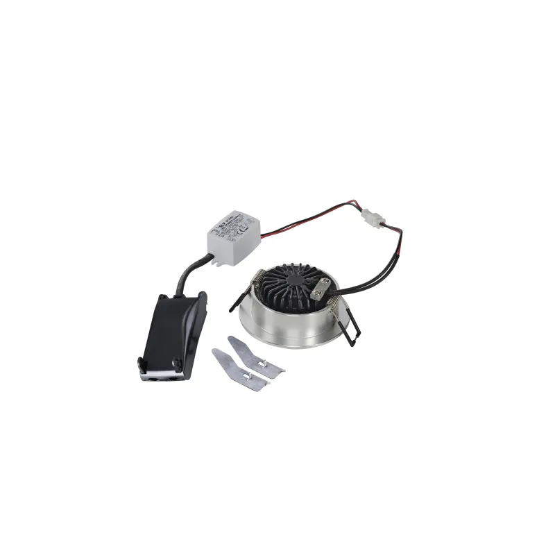 NEW TRIA 68, encastré de plafond intérieur, simple, rond, alu brossé, LED, 5,3W, 2700K, clips ressorts