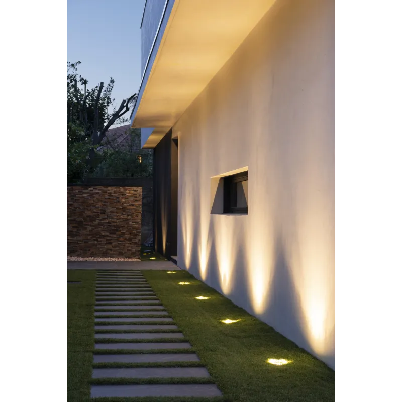SOLASTO, encastré de sol extérieur, carré, inox, GU10/LED GU10 51mm, 6W max, IP67, collerette inox 304
