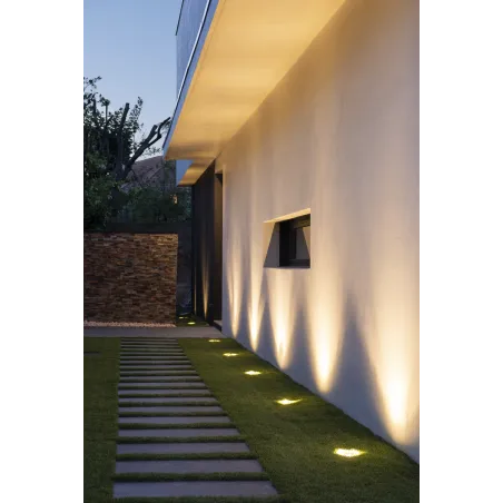 SOLASTO, encastré de sol extérieur, carré, inox, GU10/LED GU10 51mm, 6W max, IP67, collerette inox 304