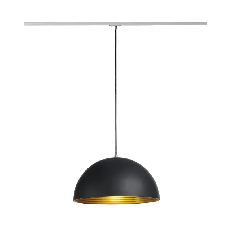 FORCHINI M 40 TRACK, suspension pour rail 1 allumage intérieur, adaptateur gris, noir/or, E27, 40W max