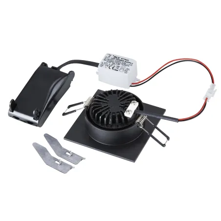 NEW TRIA 68, encastré de plafond intérieur, simple, carré, noir mat, LED, 5,3W, 3000K, clips ressorts