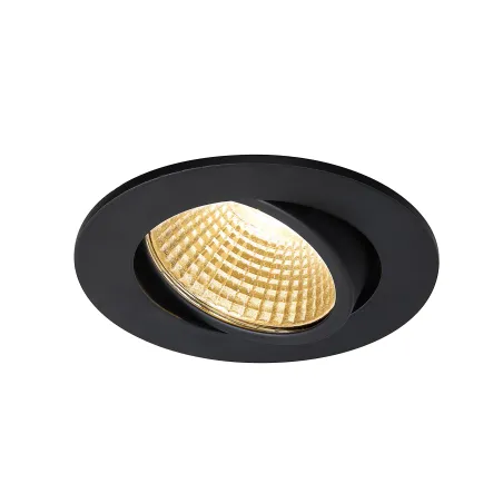 NEW TRIA 68, encastré de plafond intérieur, simple, rond, noir mat, LED, 5,3W, 2700K, clips ressorts