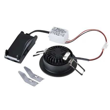 NEW TRIA 68, encastré de plafond intérieur, simple, rond, noir mat, LED, 5,3W, 2700K, clips ressorts