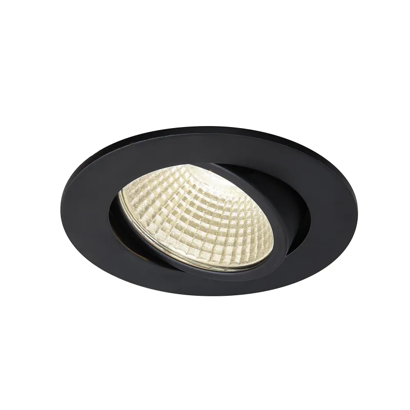 NEW TRIA 68, encastré de plafond intérieur, simple, rond, noir mat, LED, 5,3W, 3000K, clips ressorts
