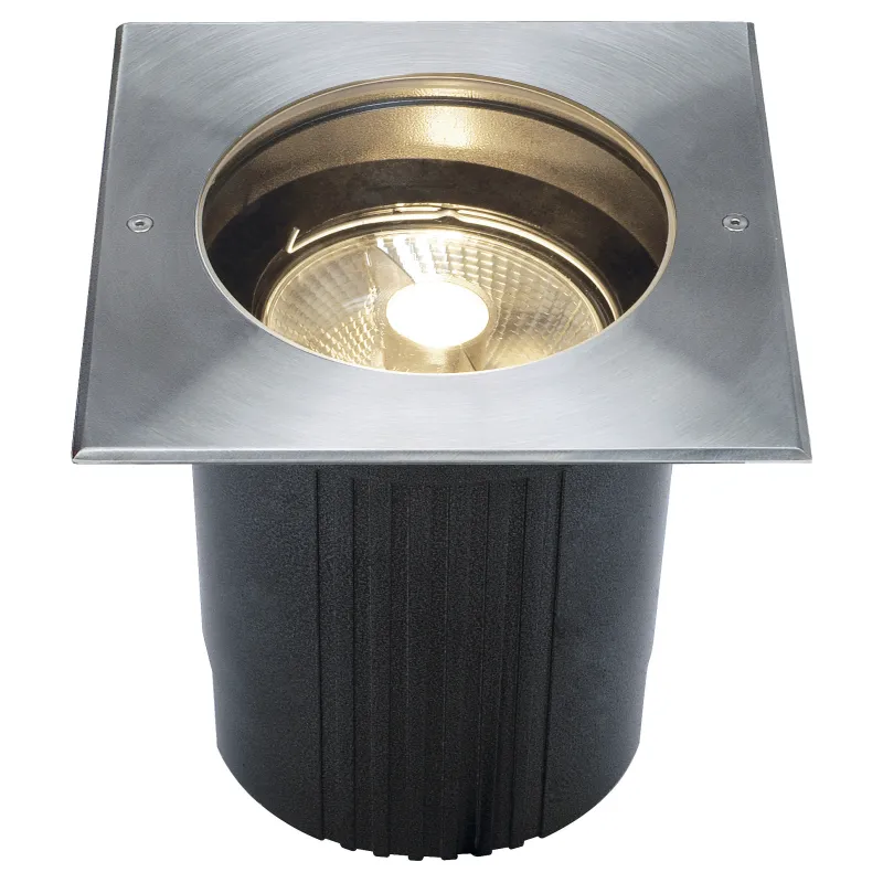 DASAR® 215, encastré de sol extérieur, carré, inox, GU10/QPAR111, 75W max, IP67, collerette inox 316