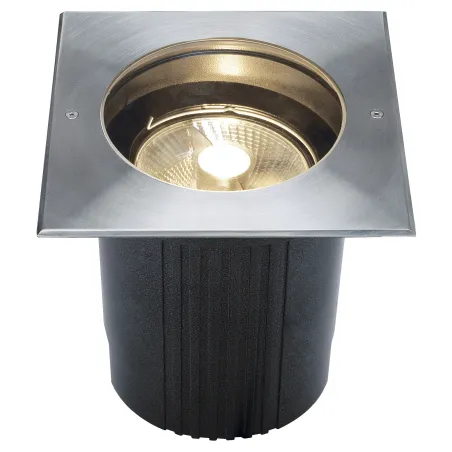 DASAR® 215, encastré de sol extérieur, carré, inox, GU10/QPAR111, 75W max, IP67, collerette inox 316