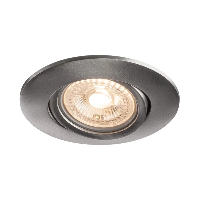 EASY-INSTALL QPAR51, encastré de plafond intérieur, rond, alu brossé, GU10/QPAR51, 20W max, RT 2012