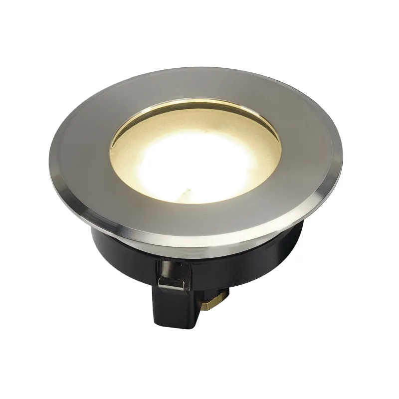 DASAR® FLAT 80, encastré de sol extérieur, inox brossé, LED, 4,3W, 3000K, IP67, collerette inox 304