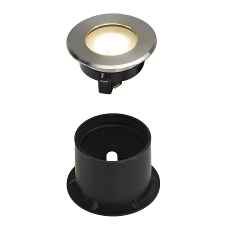 DASAR® FLAT 80, encastré de sol extérieur, inox brossé, LED, 4,3W, 3000K, IP67, collerette inox 304