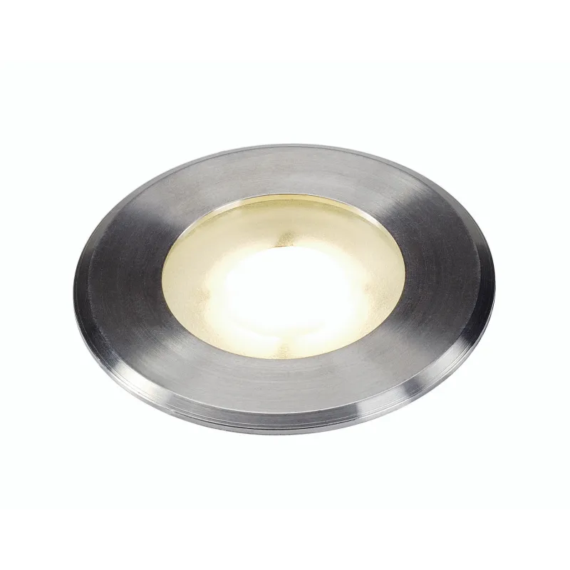 DASAR® FLAT 80, encastré de sol extérieur, inox brossé, LED, 4,3W, 3000K, IP67, collerette inox 304