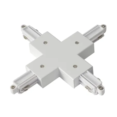 Connecteur en X, pour rail 1 allumage en saillie, intérieur, blanc, avec possibilité d'alimentation