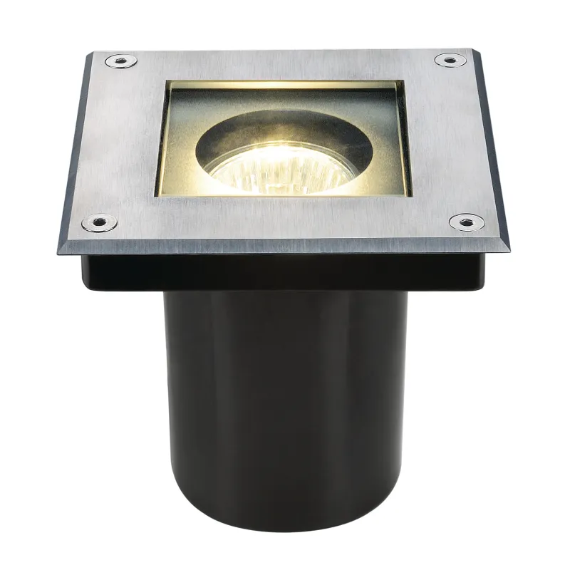 DASAR® 70, encastré de sol extérieur, carré, inox, GU10/QPAR51, 35W max, IP67, collerette inox 304