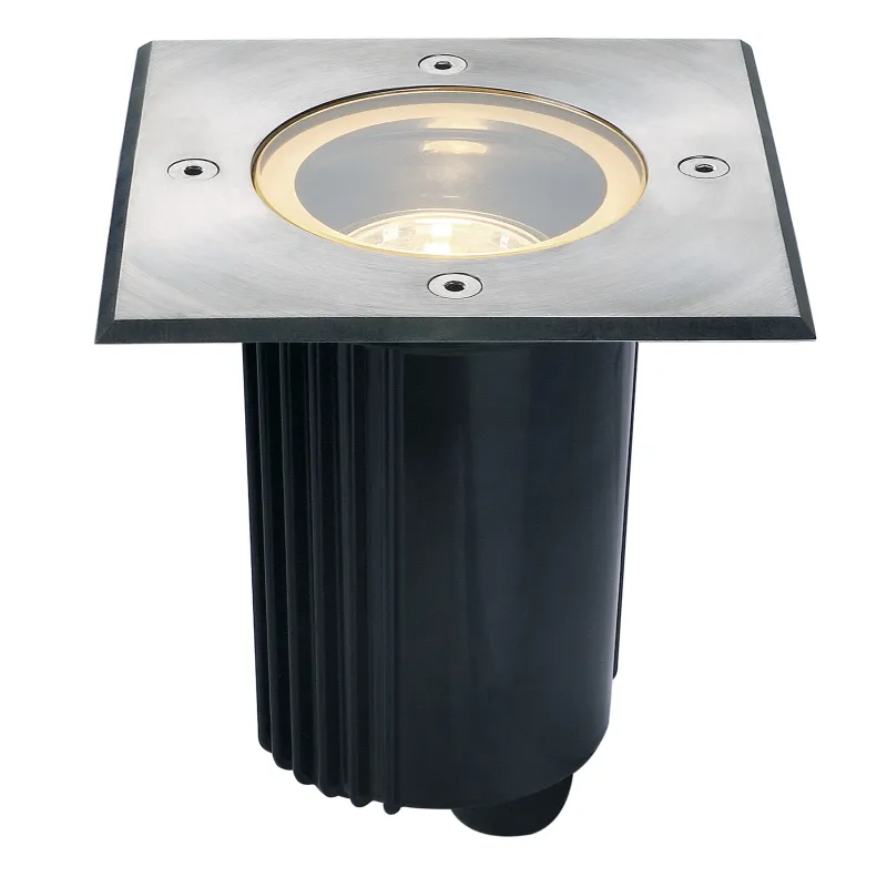 DASAR® 80, encastré de sol extérieur, carré, inox, GU10/QPAR51, 35W max, IP67, collerette inox 316