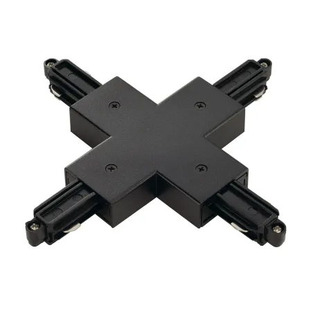Connecteur en X, pour rail 1 allumage en saillie, intérieur, noir, avec possibilité d'alimentation