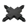 Connecteur en X, pour rail 1 allumage en saillie, intérieur, noir, avec possibilité d'alimentation