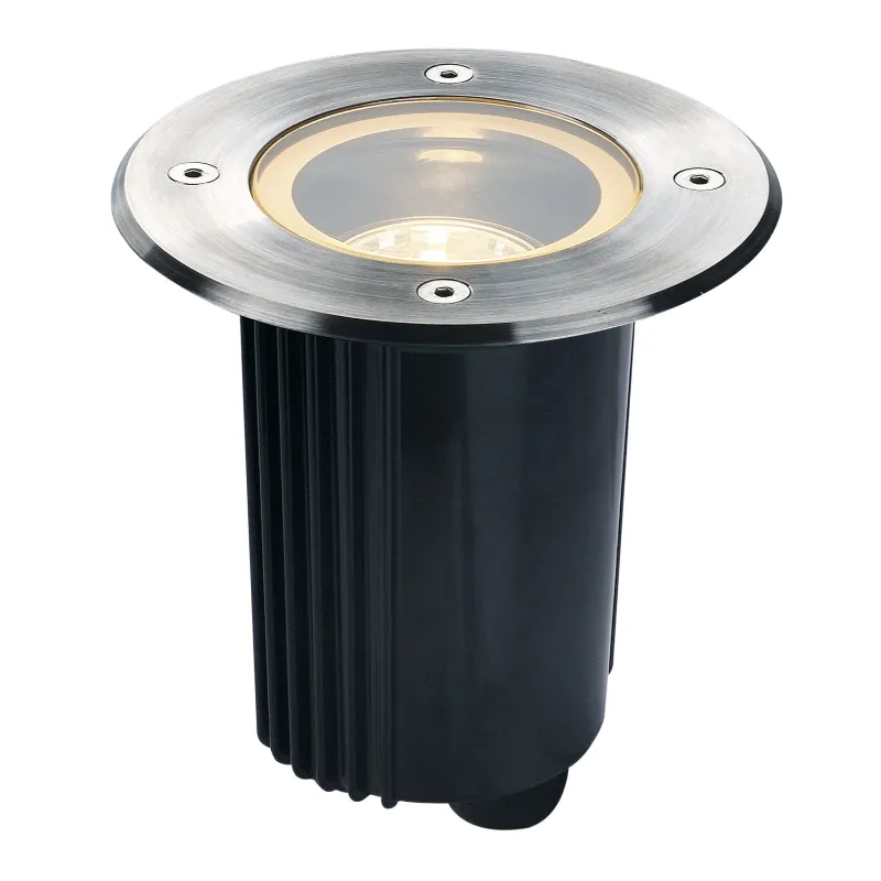 DASAR® 80, encastré de sol extérieur, rond, inox, GU10/QPAR51, 35W max, IP67, collerette inox 316